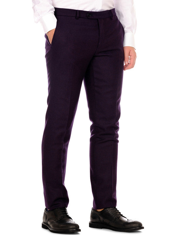 Pantalone regular tweed lana bordo scuro front