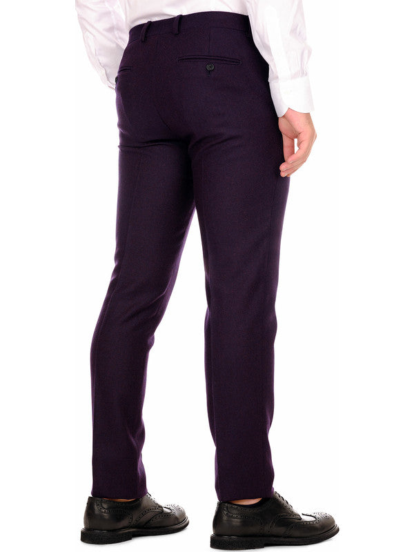 Pantalone regular tweed lana bordo scuro side