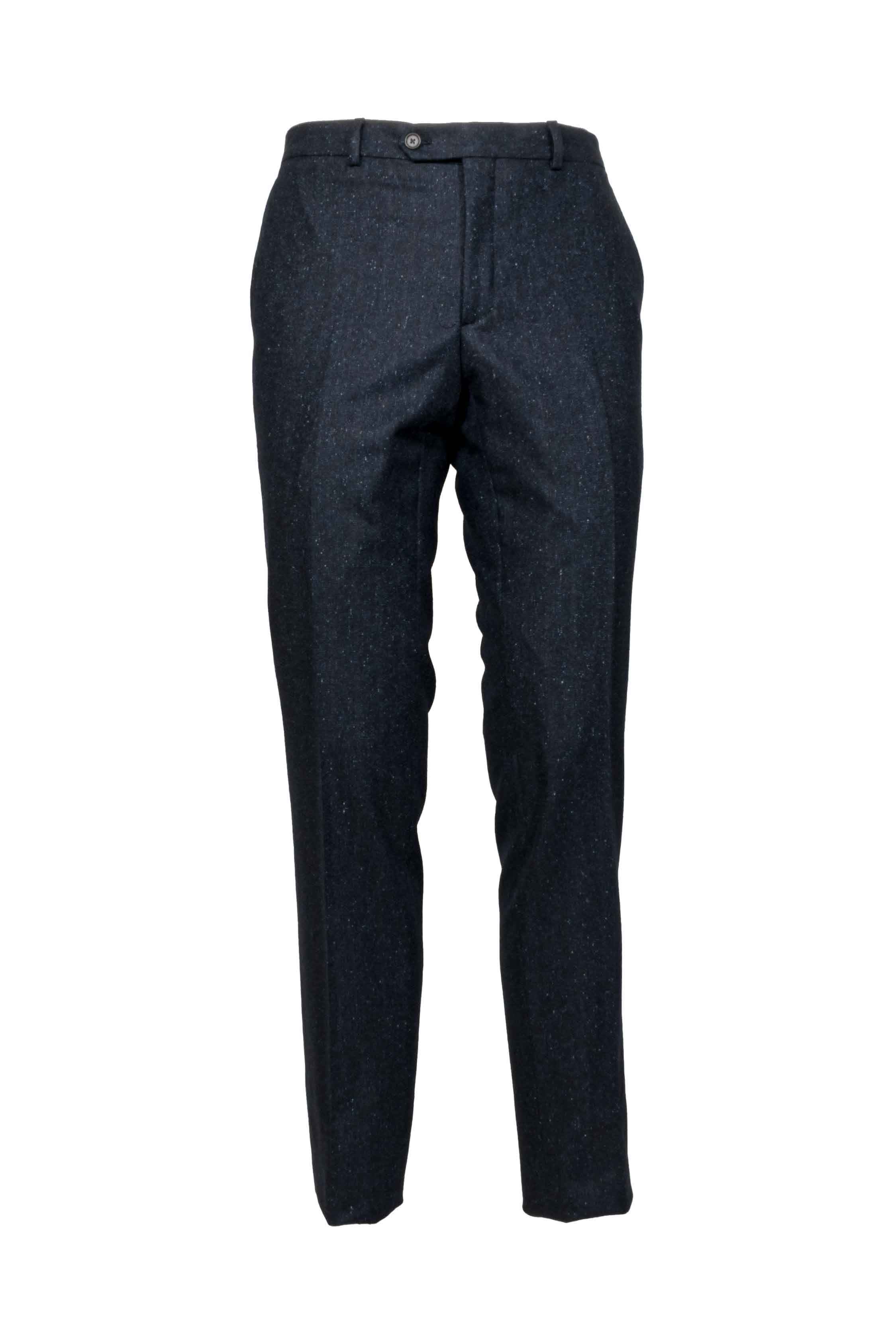 Pantalone uomo in lana puntinato blu front