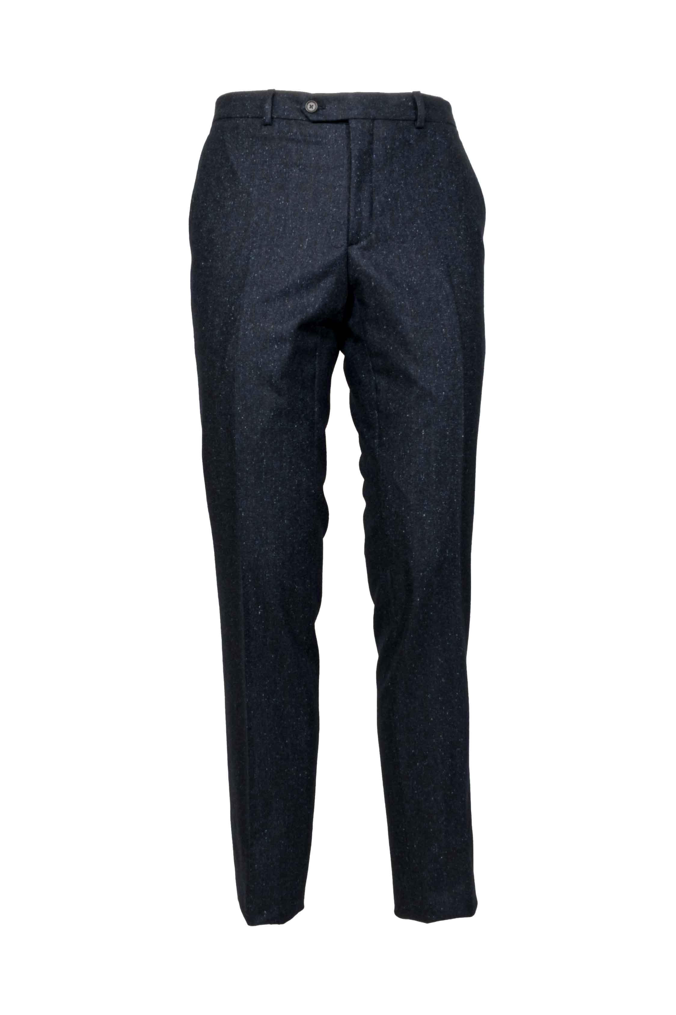 Pantalone uomo in lana puntinato blu ghost front