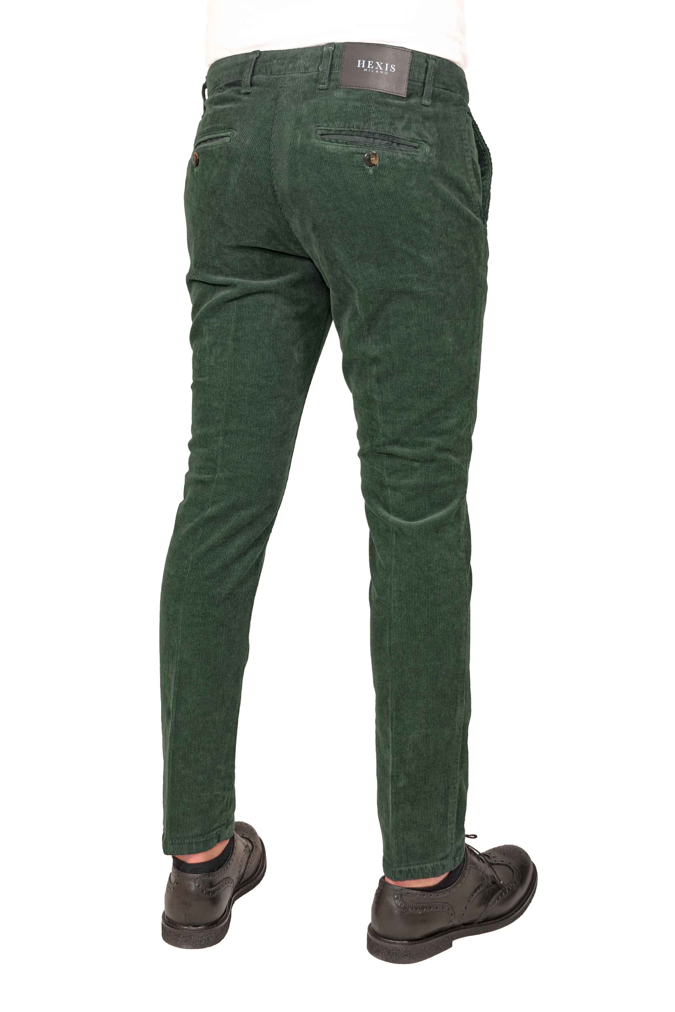 Pantalone uomo in velluto verde back