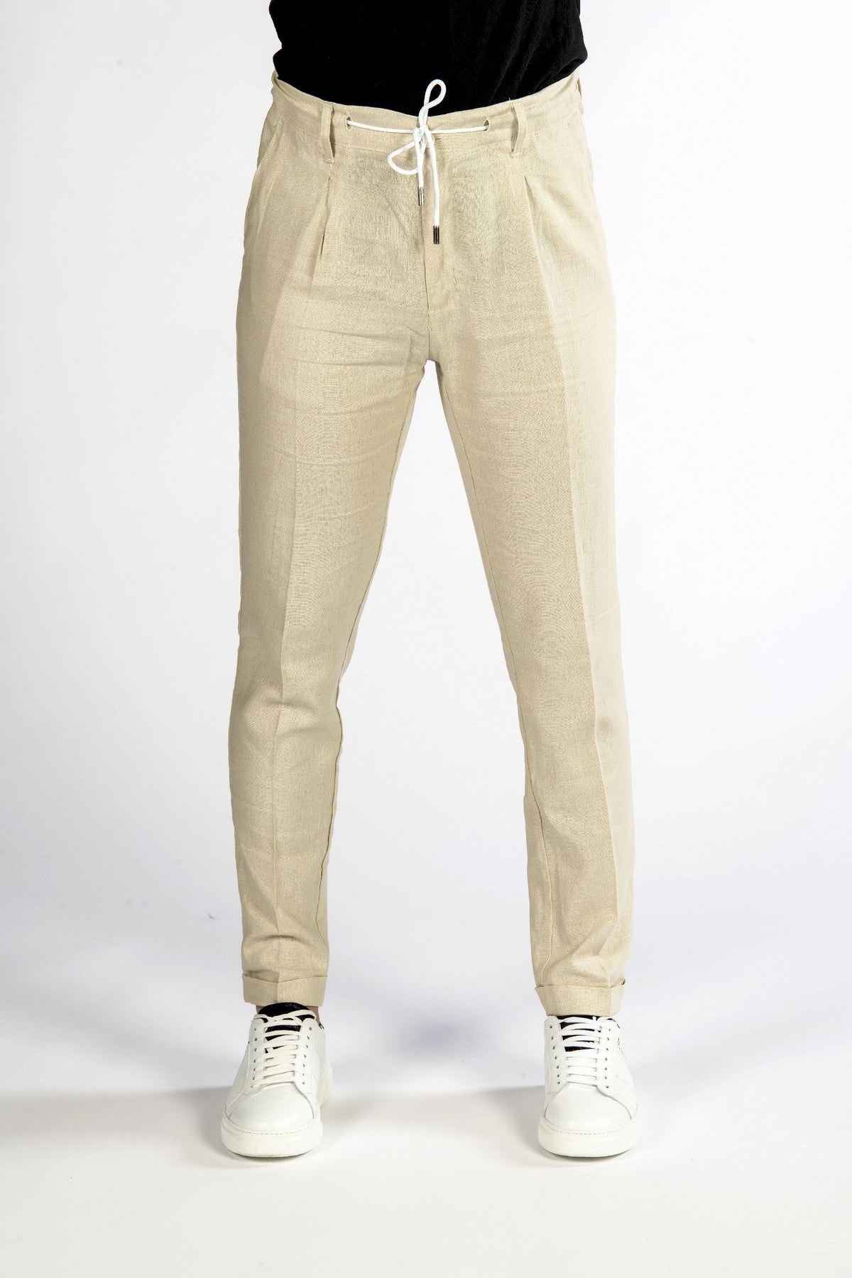 Pantaloni uomo in lino beige front