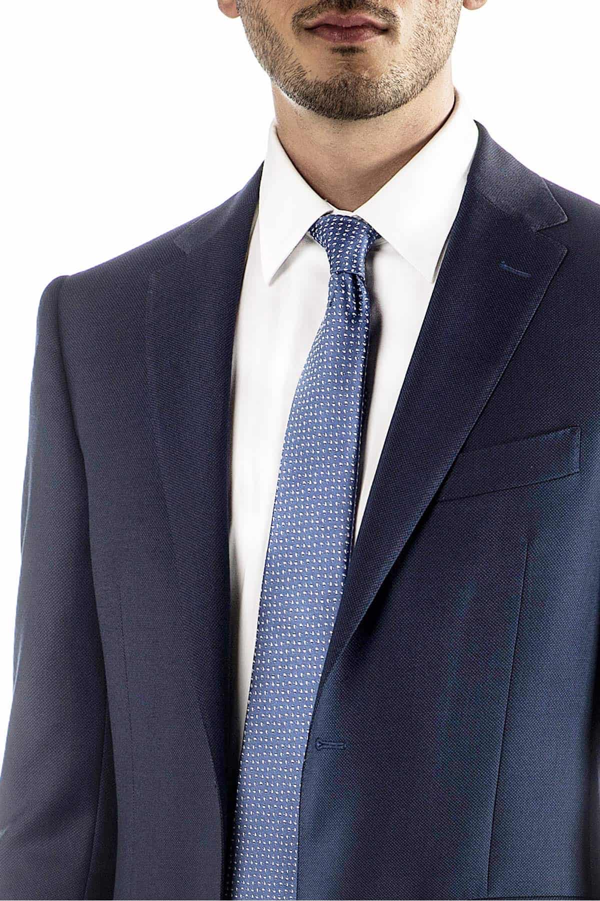 Pánský vlněný oblek s mikropotiskem v modré barvě