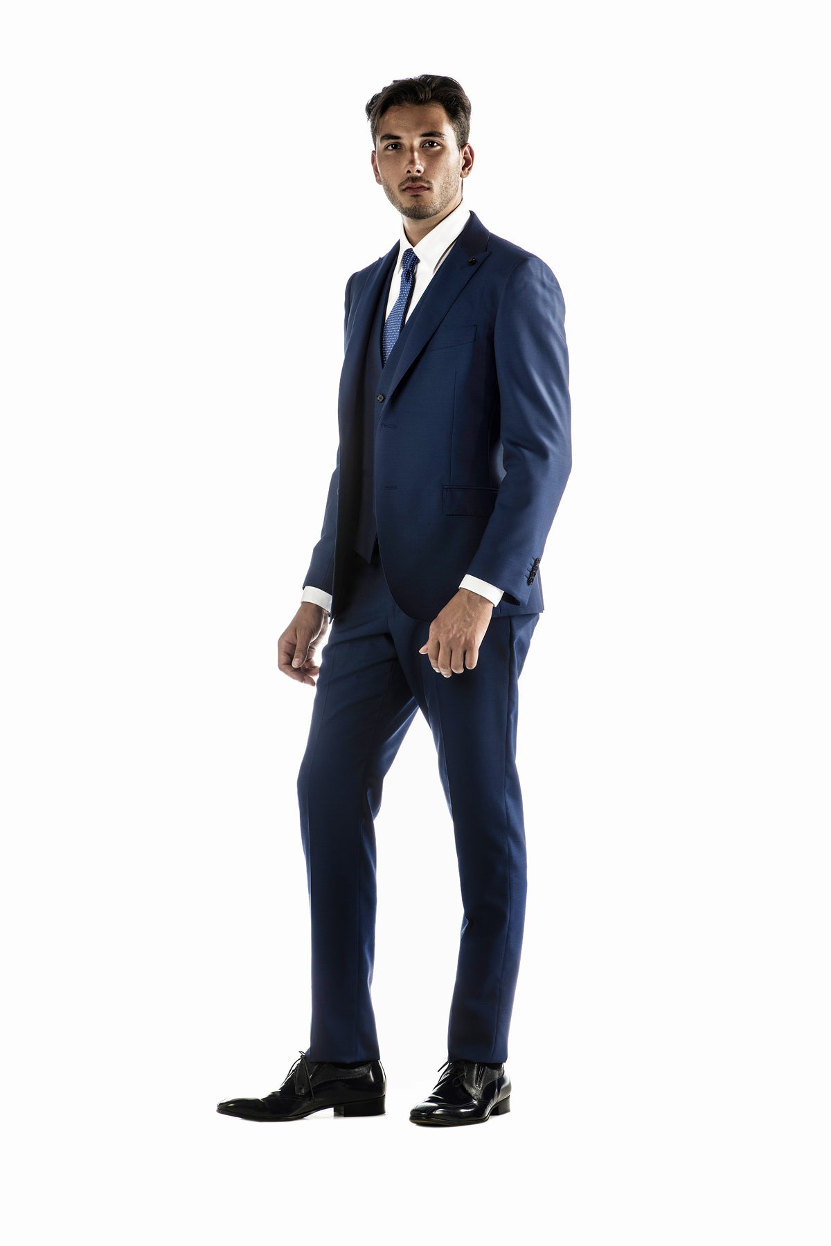 Abito Micro Trama Blu  con Gilet