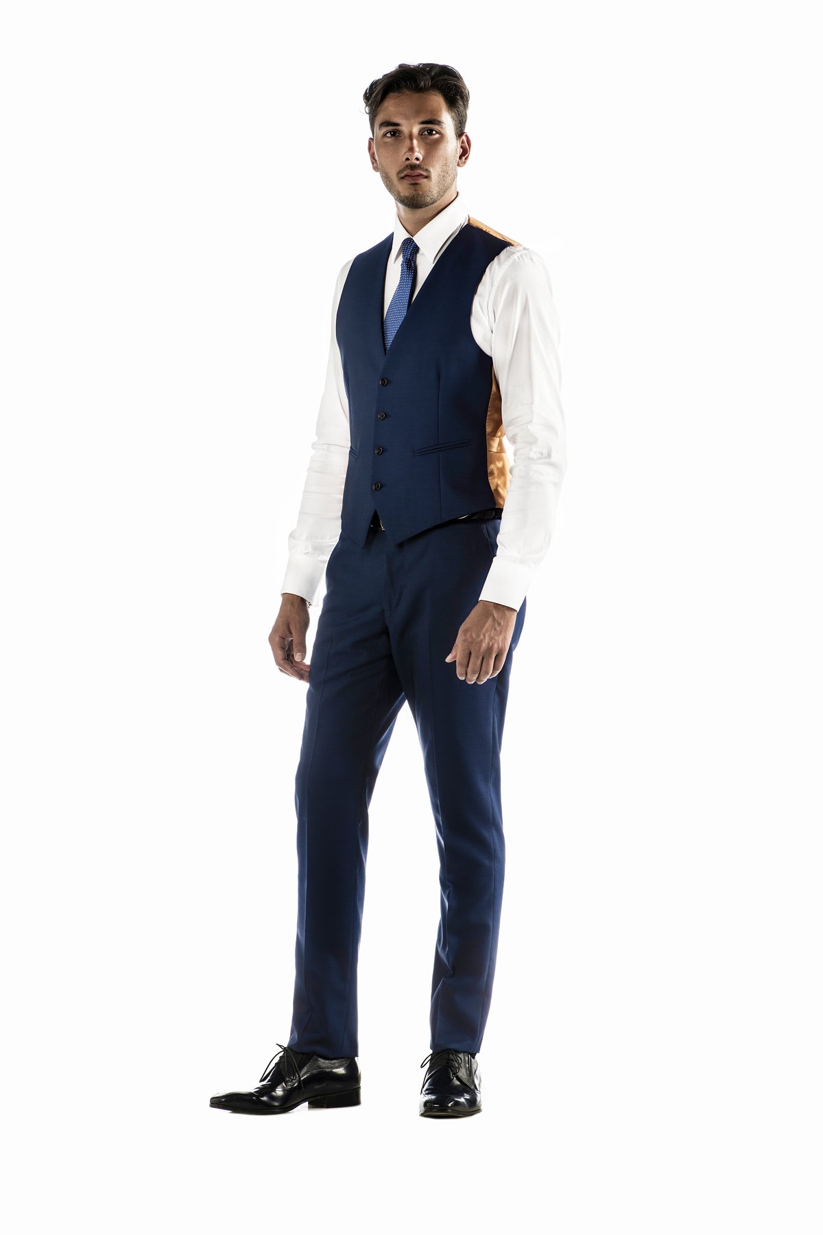 Abito Micro Trama Blu  con Gilet