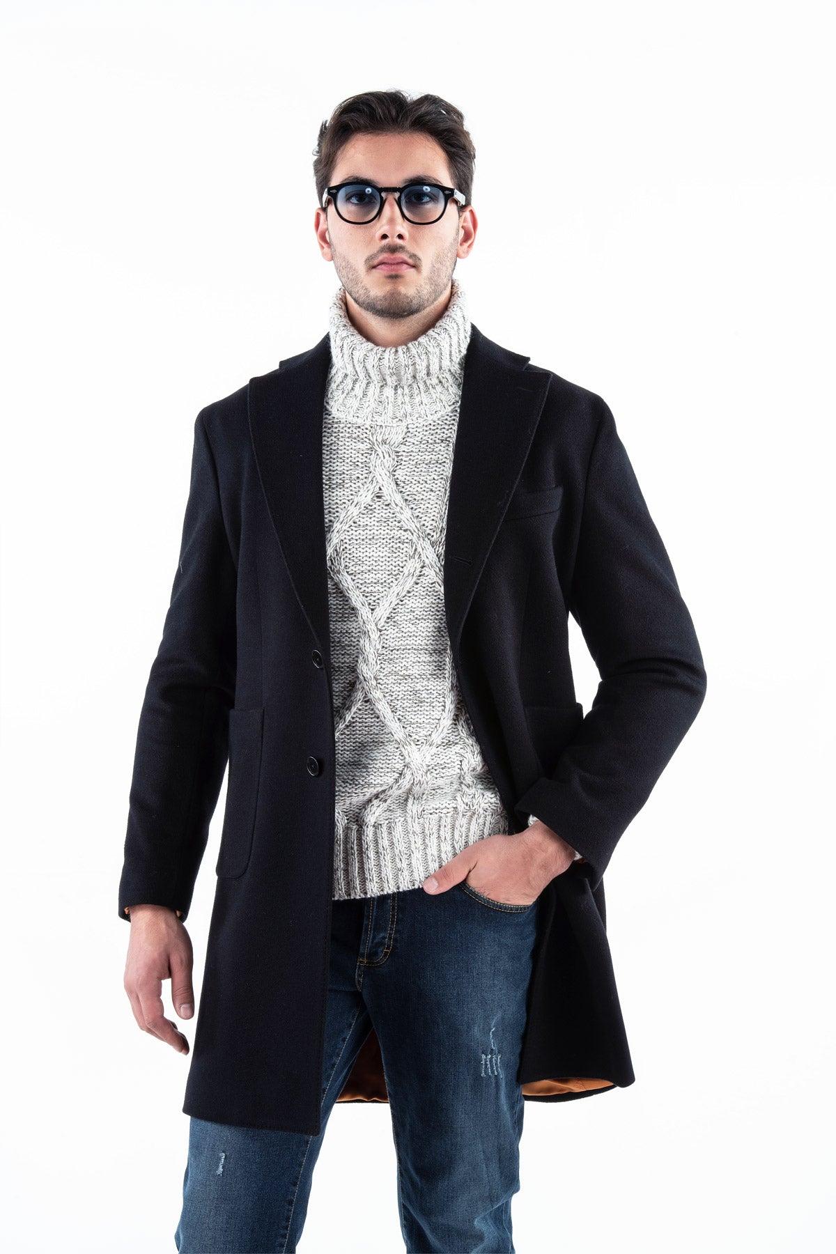 Single Breasted Coat in Pure Wool