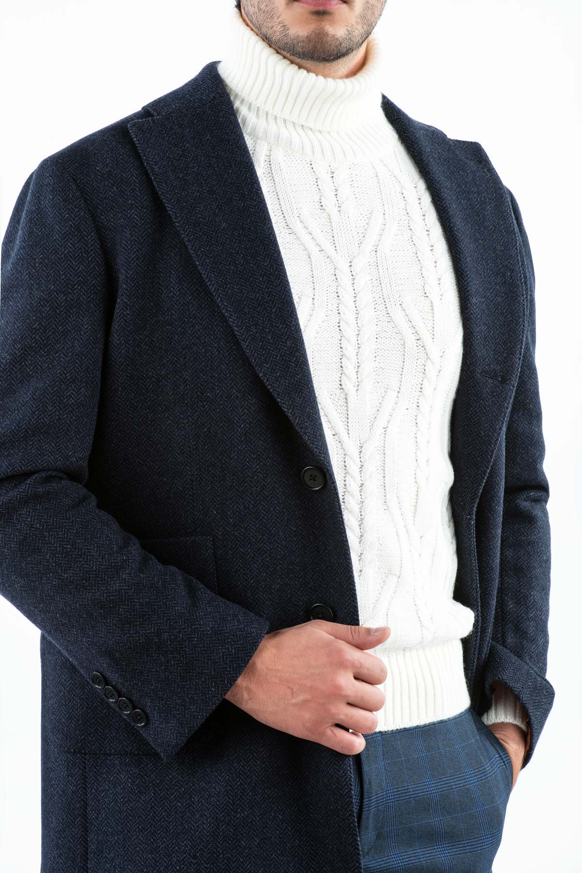 Single Breasted Coat in Pure Wool