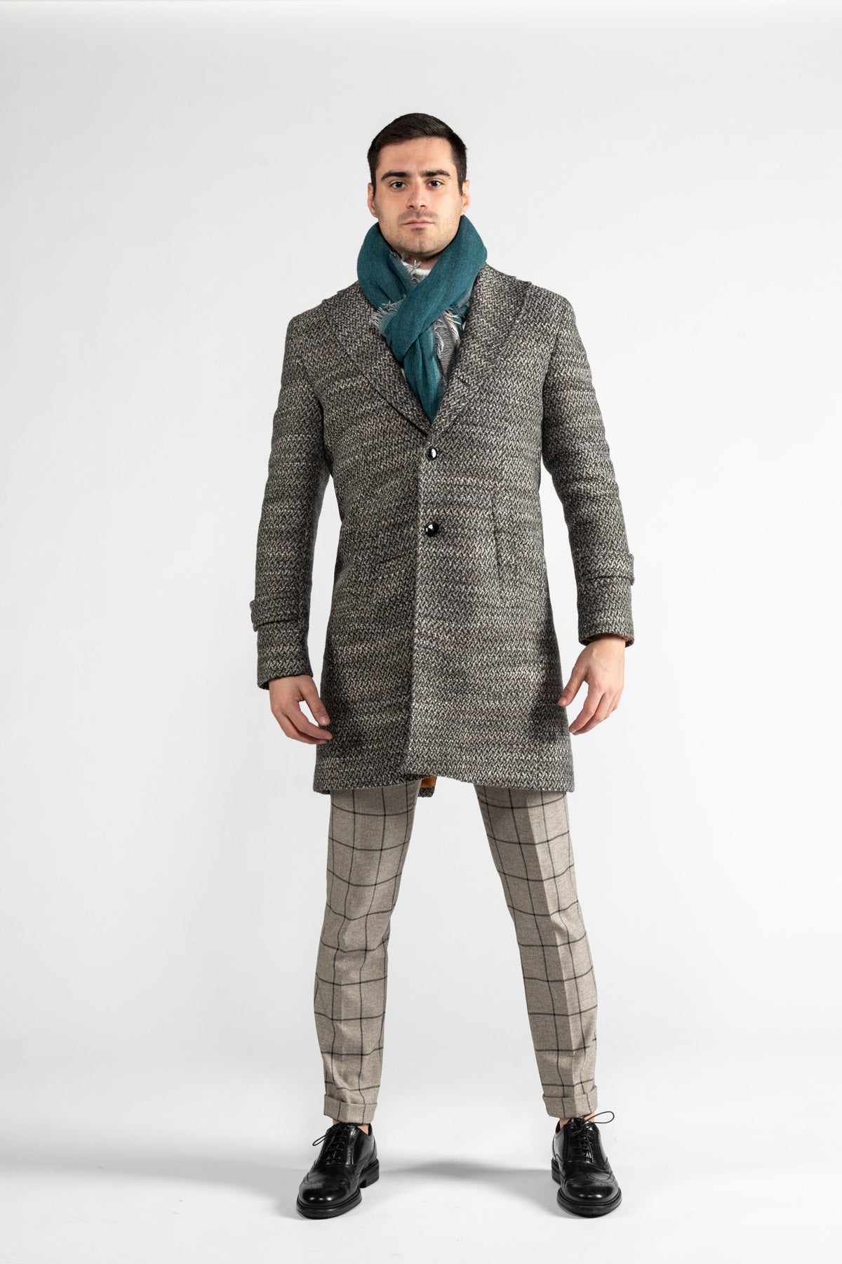 Cappotto in tweed di lana Astrachan
