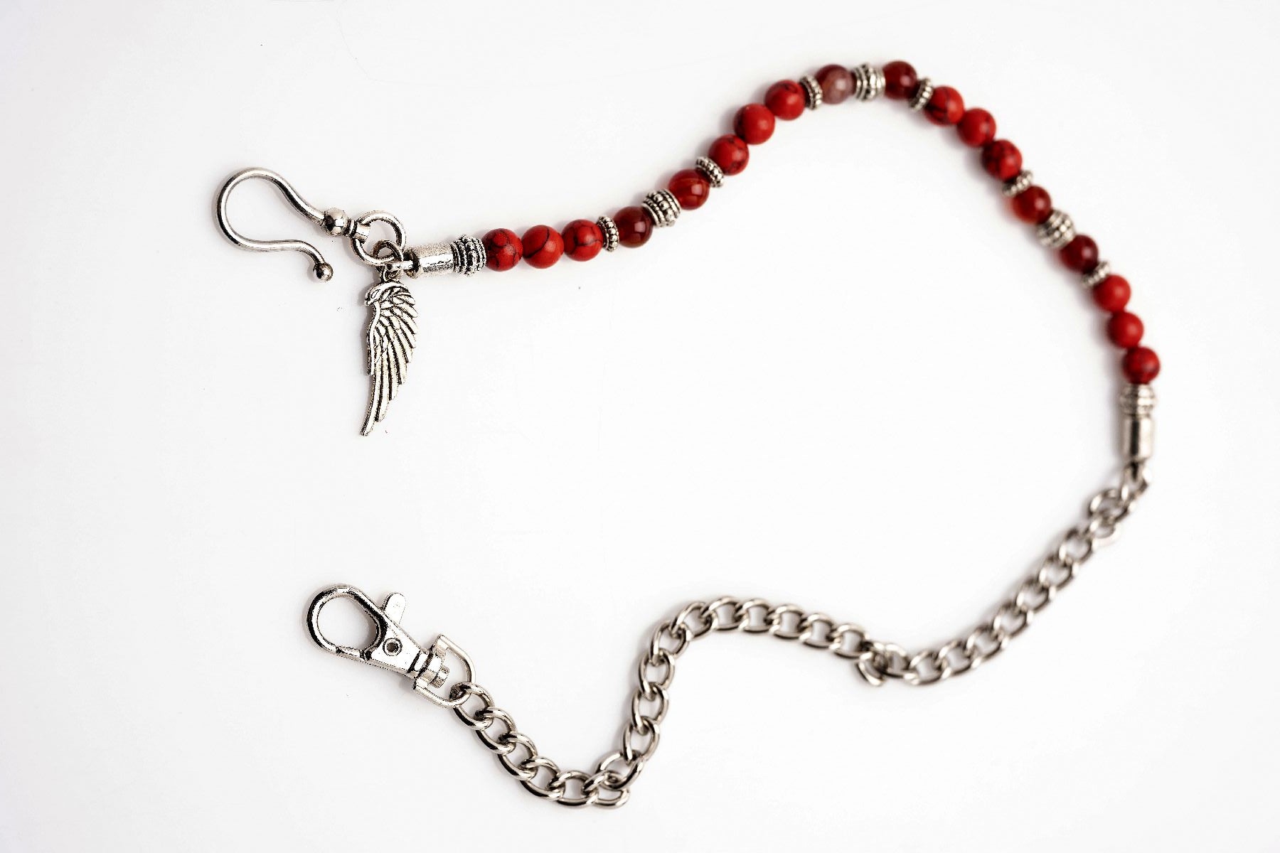 Catena per jeans con collana in pietre rosso
