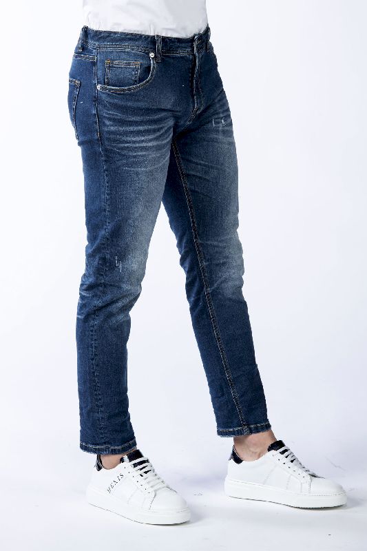 Jeans uomo con gocce arancio side